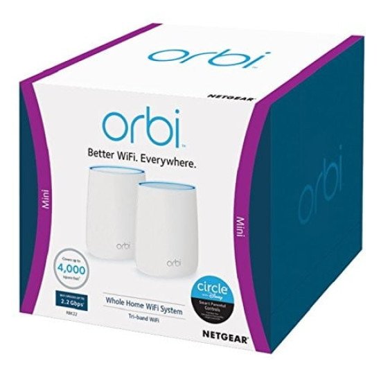 Netgear RBK20 Orbi Whole Home AC2200 Tri-band 2200mbps Mesh Router (2 Pack)