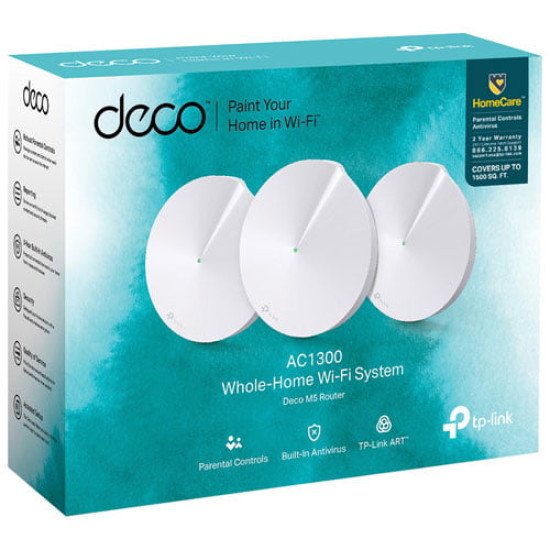 TP-Link Deco M5 AC1300 Secure Whole-Home Wi-Fi Router with Access point (3 Pack)