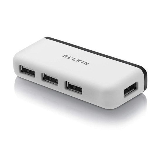 Belkin  F4U021bt Travel 4-Port USB 2.0 Hub with Built-In Cable Management (White)