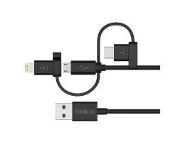 Belkin F8J050bt04-BLK USB-A TO MICRO USB/LTG/USB-C,4,CHRG/SYNC CABLE
