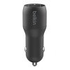 Belkin DUAL METALLIC CAR CHARGER,UNIVERSAL,24W,BLACK