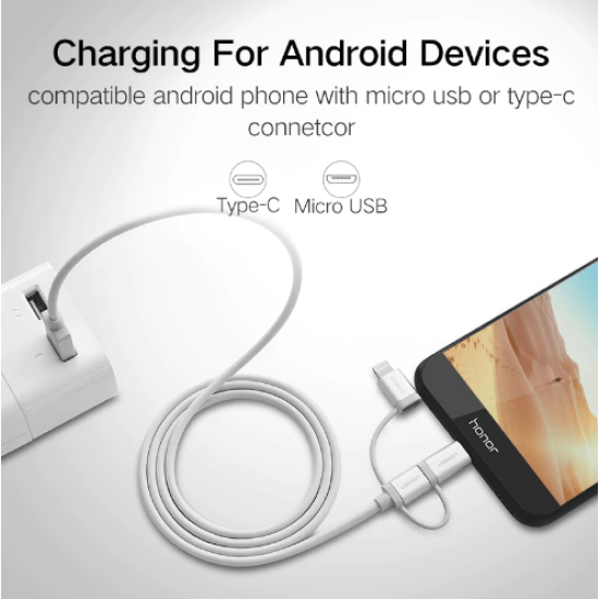 Ugreen USB 2.0 to Micro Type C(3 in 1)Data Cable