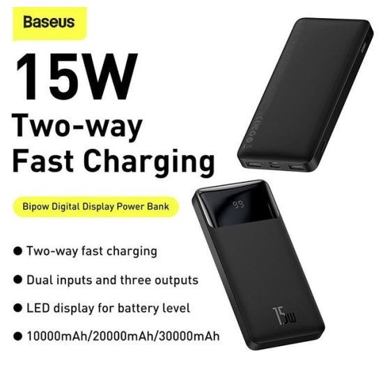 Baseus Bipow Digital Display 15W 30000mAh Power Bank
