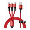 Baseus halo data 3-in-1 cable USB For M+L+T 3.5A 1.2m Red (CAMLT-HA09)