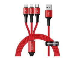 Baseus halo data 3-in-1 cable USB For M+L+T 3.5A 1.2m Red (CAMLT-HA09)