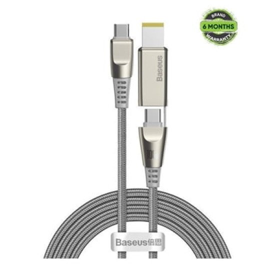 Baseus Flash Series One-For-Two Fast Charging Data Cable With Square Head Type-C To C+DC 100W 2m Grey (CA1T2-B0G)