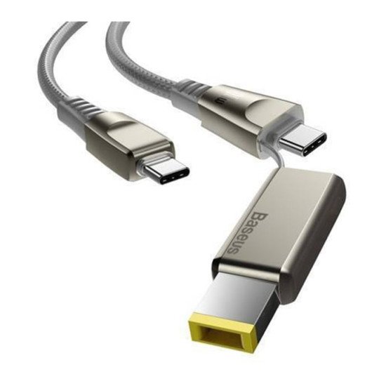 Baseus Flash Series One-For-Two Fast Charging Data Cable With Square Head Type-C To C+DC 100W 2m Grey (CA1T2-B0G)