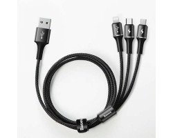 Baseus halo data 3-in-1 cable USB For M+L+T 3.5A 1.2m Black (CAMLT-HA01)