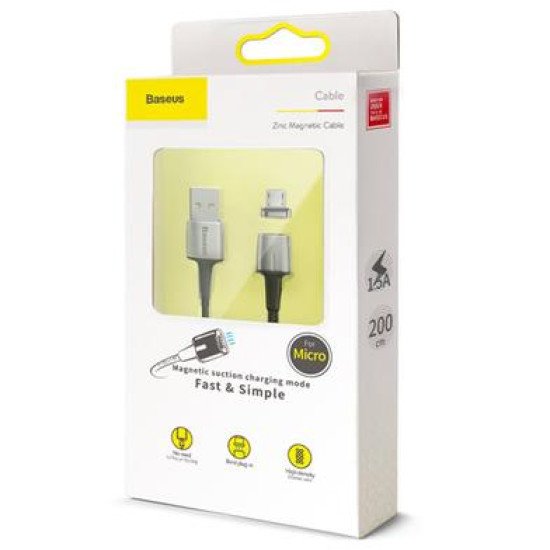 Baseus Zinc Magnetic Cable USB For Micro 1.5A 2m(Charging)Black (CAMXC-G01)