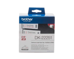 Brother Genuine DK-22251 Black and Red on White Continuous Paper Label Roll