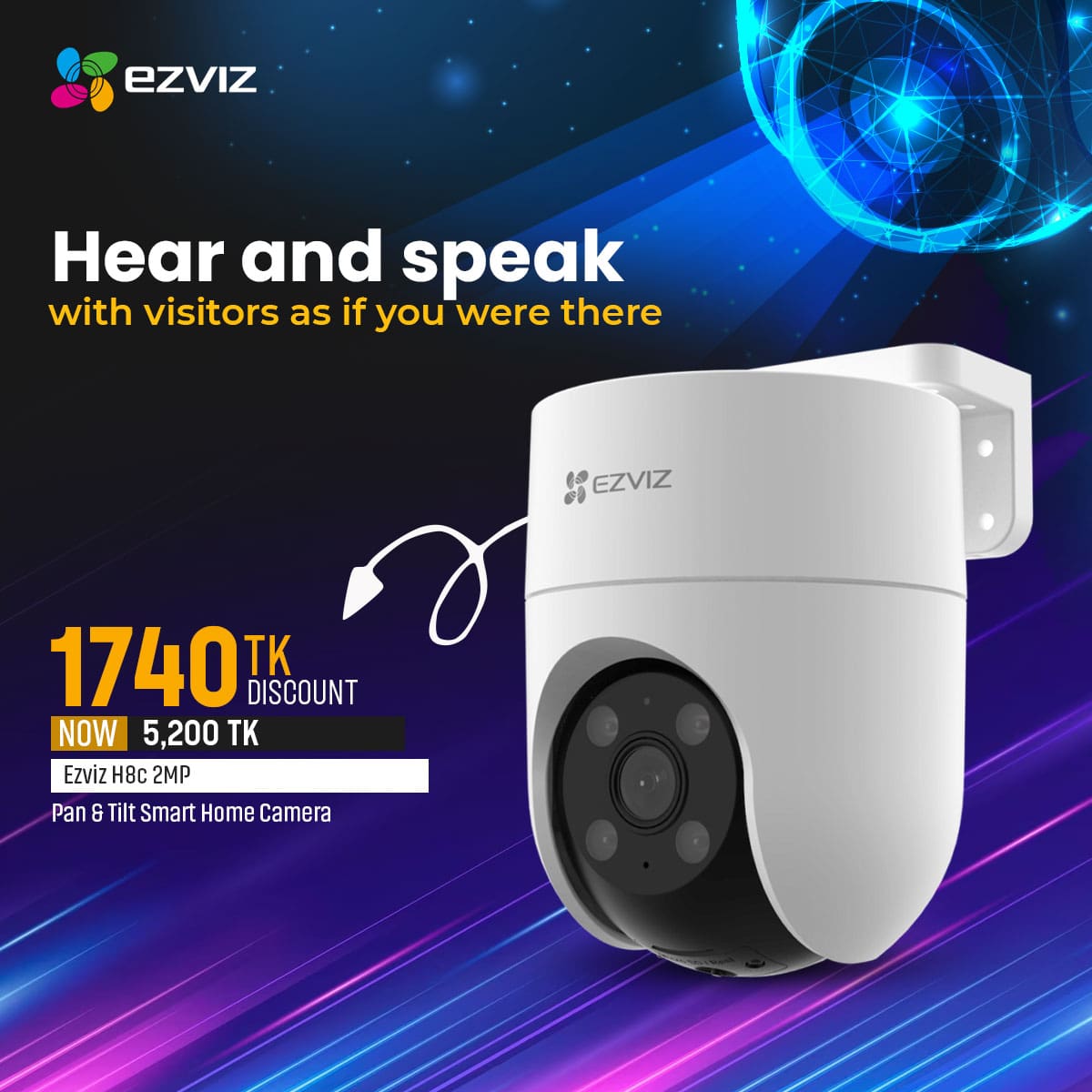EZVIZ CS-H8C 1080P 2MP Outdoor Pan & Tilt Wi-Fi Camera